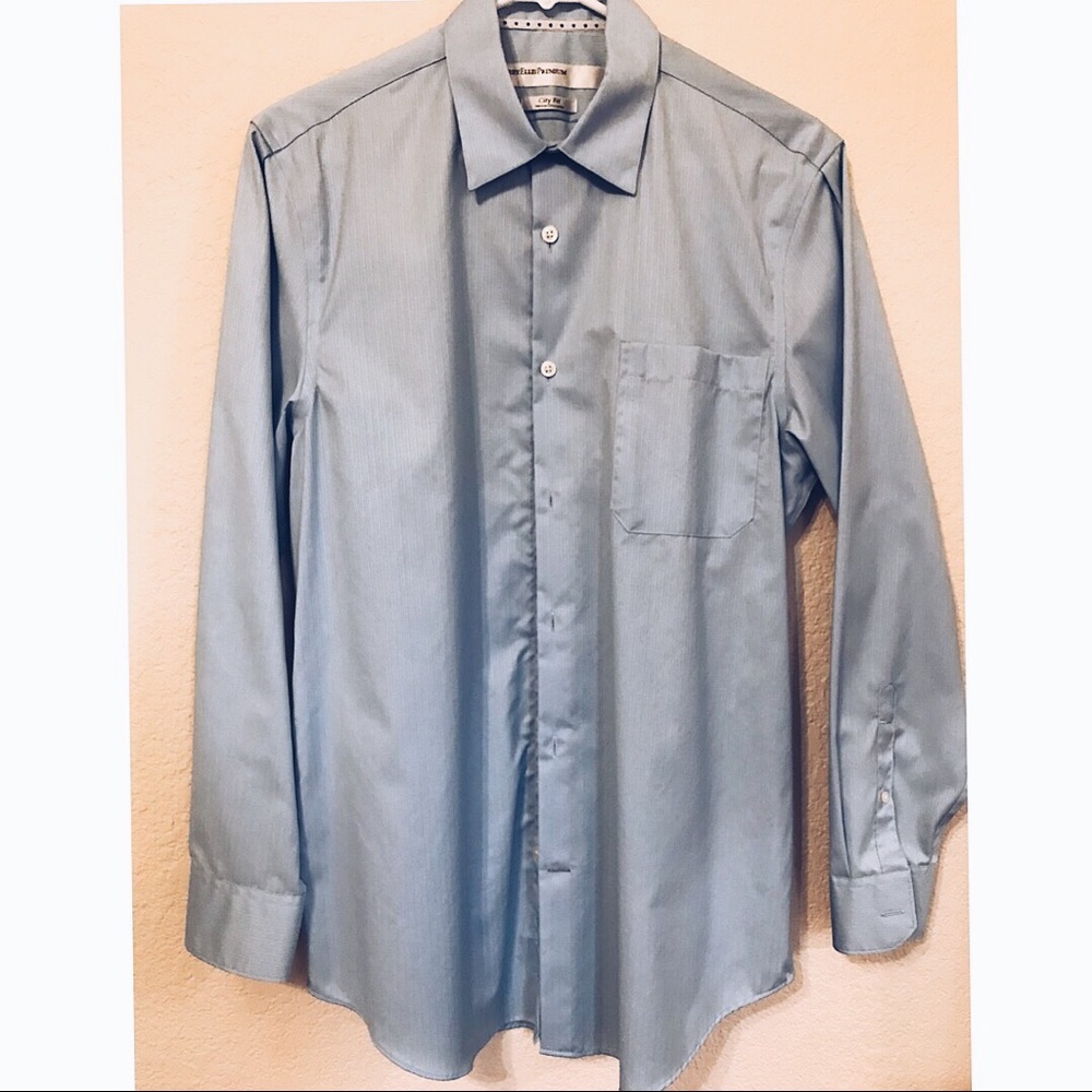 Perry Ellis City Fit Blue dress button up EUC